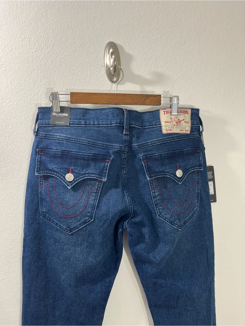 True Religion Ricky SN Flap Straight Jeans Men's 32x34 Dark Shivering Wash NWT